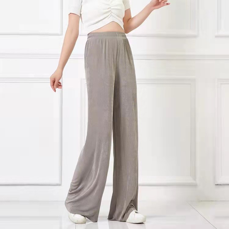 Floor Pants New Korean high waist loose thin fit comfortable ice silk wide leg pants