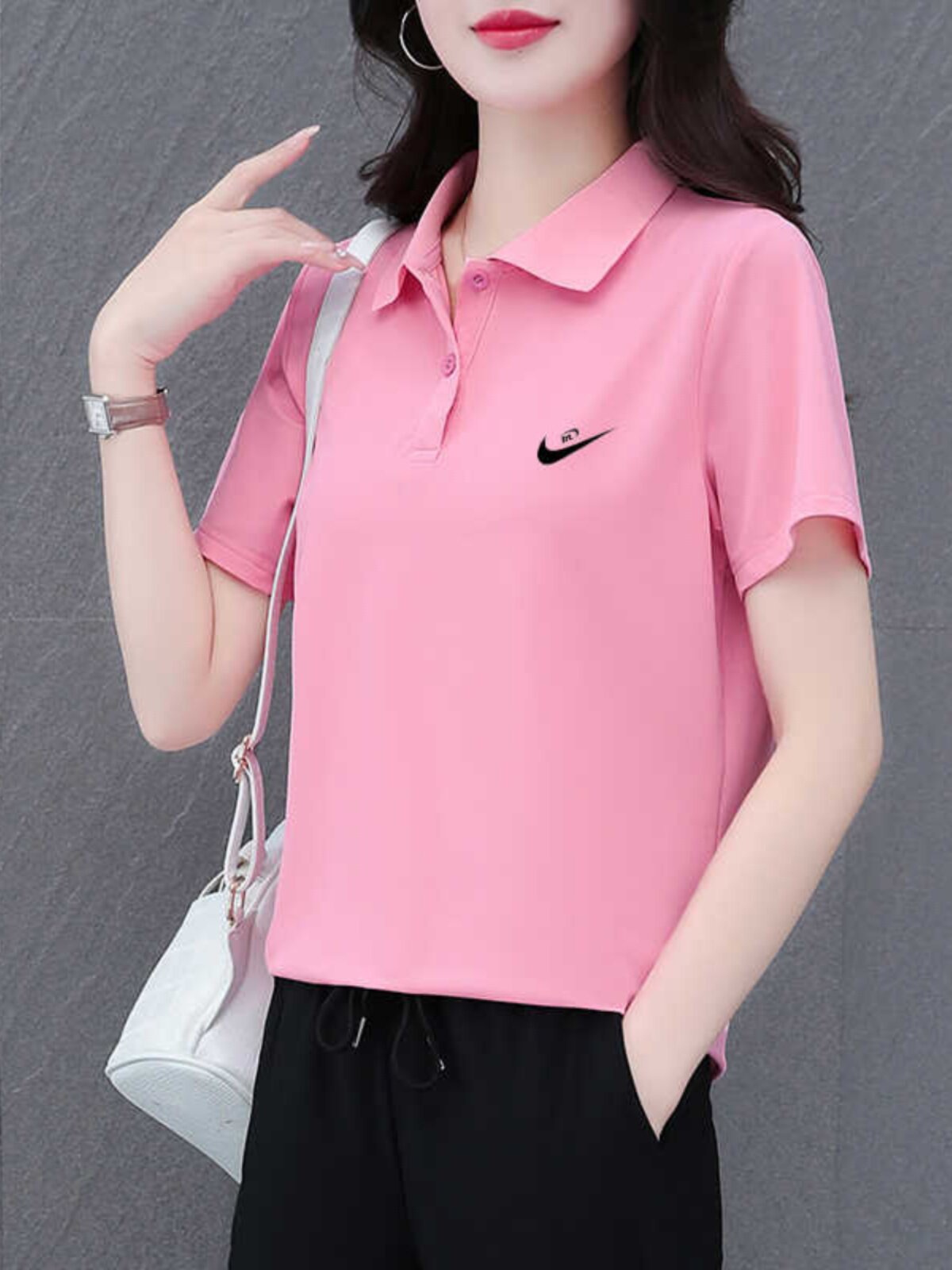 NK BRAND QUICK DRY SHORT SLEEVE T-SHIRT WOMENS SUMMER 2024 NEW CASUAL MOM POLO SHIRT BREATHABLE THIN TOP