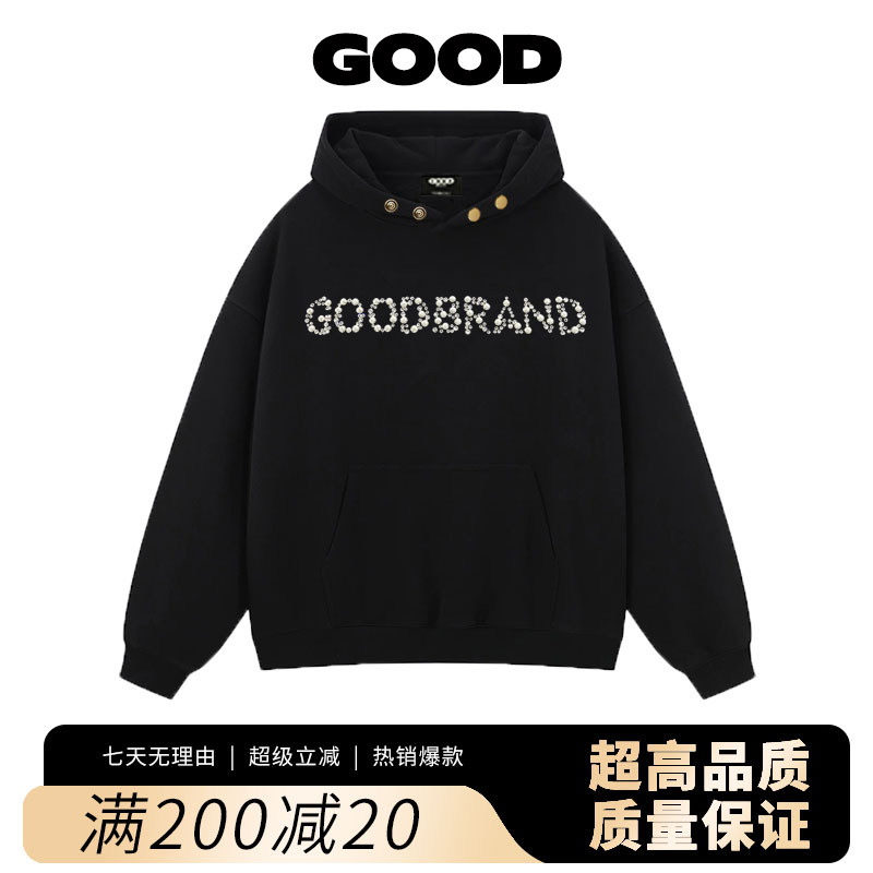 【官方正品】GOOD BRAND潮牌2026新款轻奢珠片高级感连帽卫衣男女
