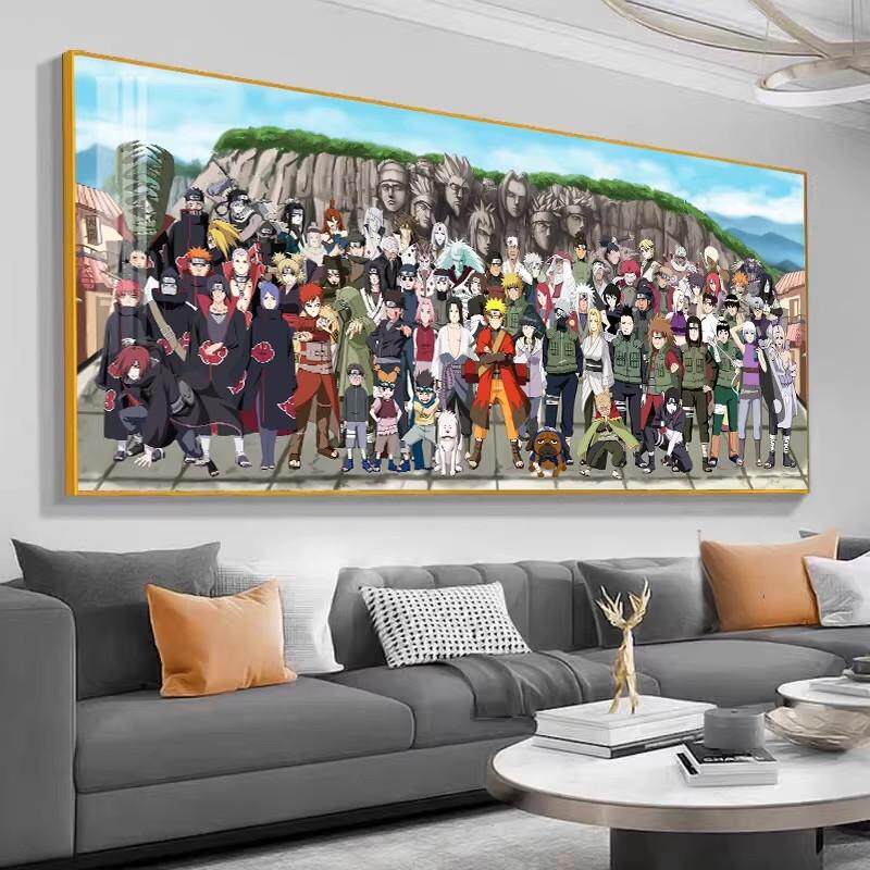 火影忍者全家福装饰画书房卧室儿童房二次元动漫装饰画床头挂画