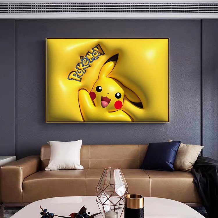 膨胀风立体感装饰画皮卡丘创意个性儿童房挂画宝可梦卡通壁画客厅