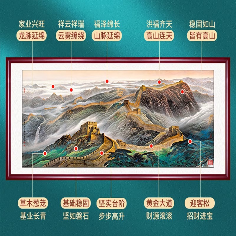 壁画沙发挂画万里长城横幅大气办公室背景墙装饰画客厅靠山会议室