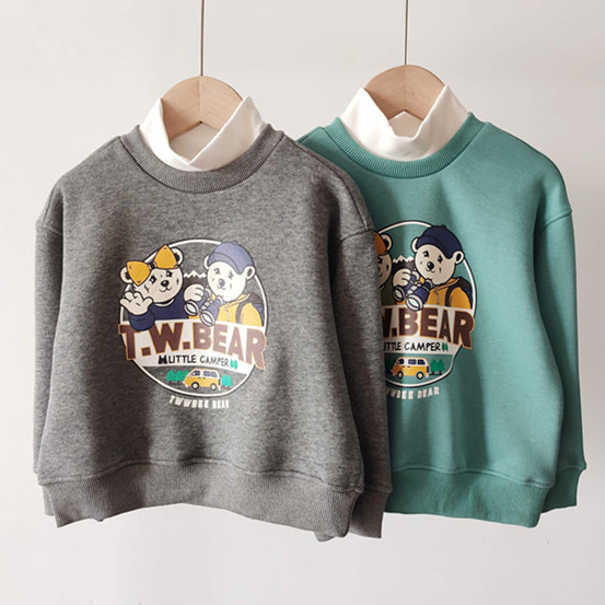 秋冬男童加绒半高领卫衣