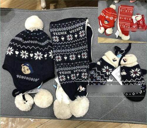 冬季男女童加绒帽子TKAC20FT96B围巾TKAM20FT96K手套AG20FT96K