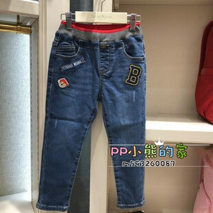 小熊童装秋冬季男童裤子牛仔长裤TKTJ98T01O不加绒 TJ98T01O