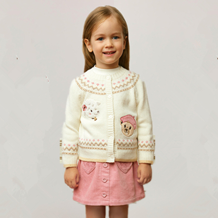 2025秋冬新款女童休闲百搭针织羊毛开衫毛衣外套上衣T0CK258T64N