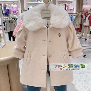 冬款女童毛呢大衣中长款毛领风衣外套TKJW214T51B JW214T51B