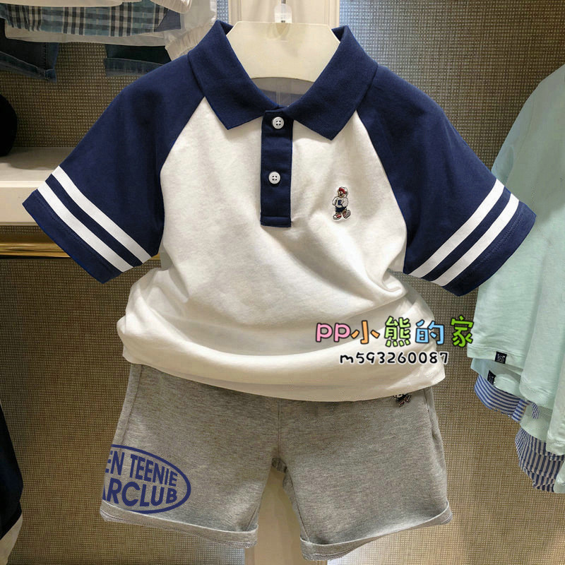 2025男童夏季短袖T恤卡通字母翻领SL HA212402A短裤TM212405A