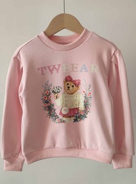 2024春秋新款小熊女童圆领纯棉毛圈粉色卫衣可爱时尚TTMW244951K