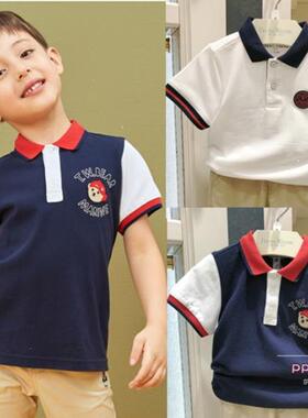 现货促销夏季新款男童纯棉短袖T恤POLO衫翻领上衣TKHA92612A