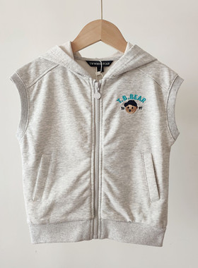 2024春秋新款男童休闲薄款连帽马甲卡通小熊TTVM241201B