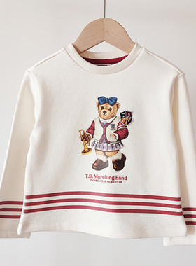2023秋冬女童加绒卫衣卡通小熊圆领加厚上衣TTLA234T51B