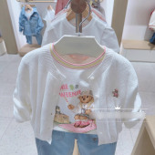 TKCK252351B 外套休闲上衣针织衫 2025春夏季 小熊女童镂空针织开衫