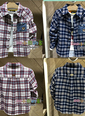 现货秋冬季款男童装磨毛厚长袖衬衫PCYC84912M
