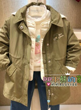 促销秋冬款童装女童两件套棉服风衣外套TKJJ204952A内胆可拆