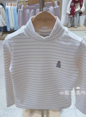 2024小熊童装秋冬女童甜美百搭打底T恤衫条纹TKLA244T52A  AMQ