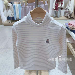 条纹TKLA244T52A AMQ 秋冬女童甜美百搭打底T恤衫 2024小熊童装
