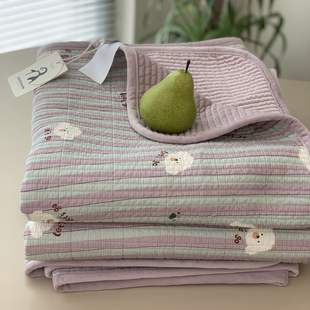 秋冬加厚一面绒一面纯棉床盖三件套双面可用夹棉绗缝榻榻米大床单