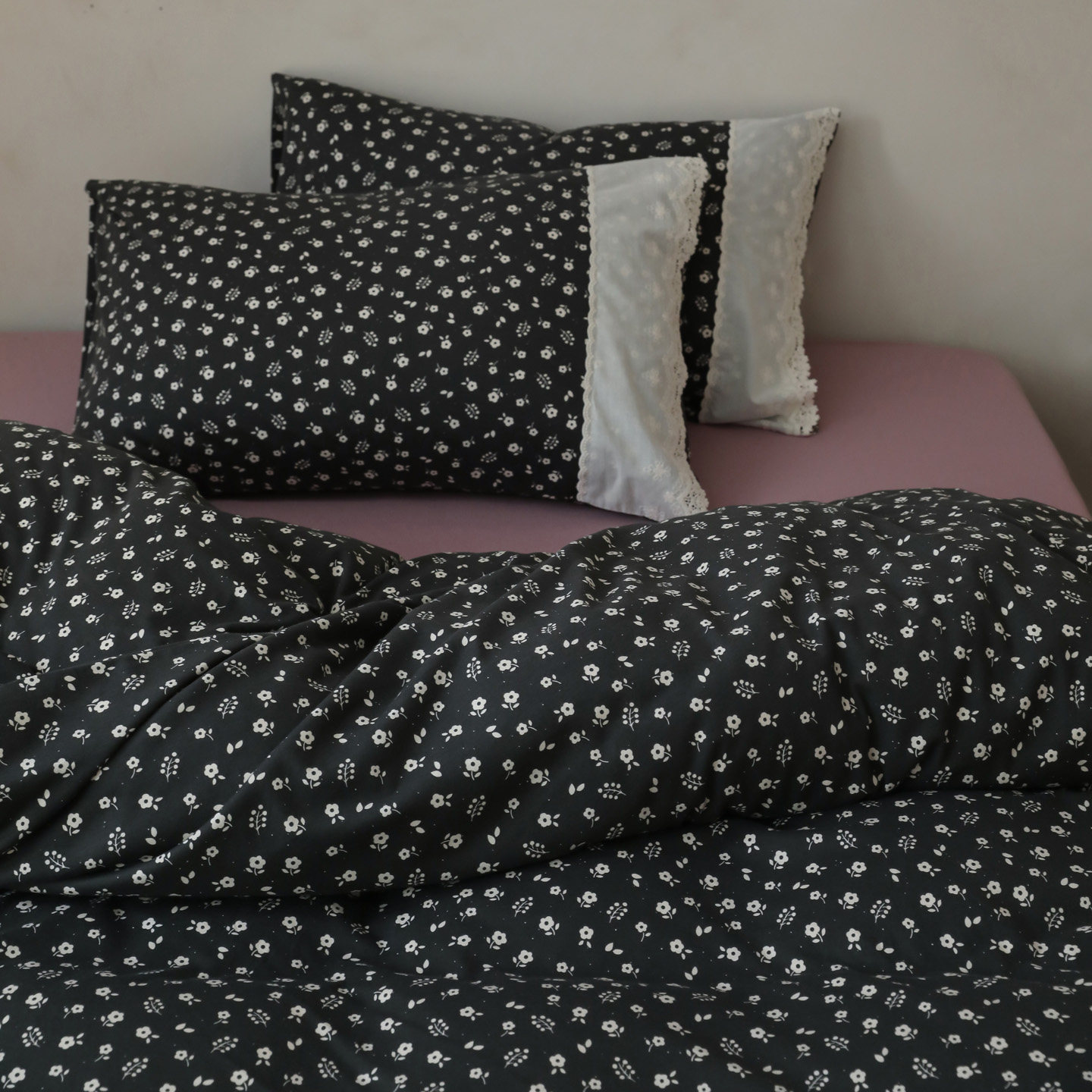 韩式仙女小碎花天竺棉四件套全棉裸睡针织棉纯棉被套床笠床上用品