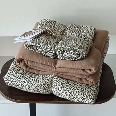 a类母婴级全棉双层纱豹纹四件套