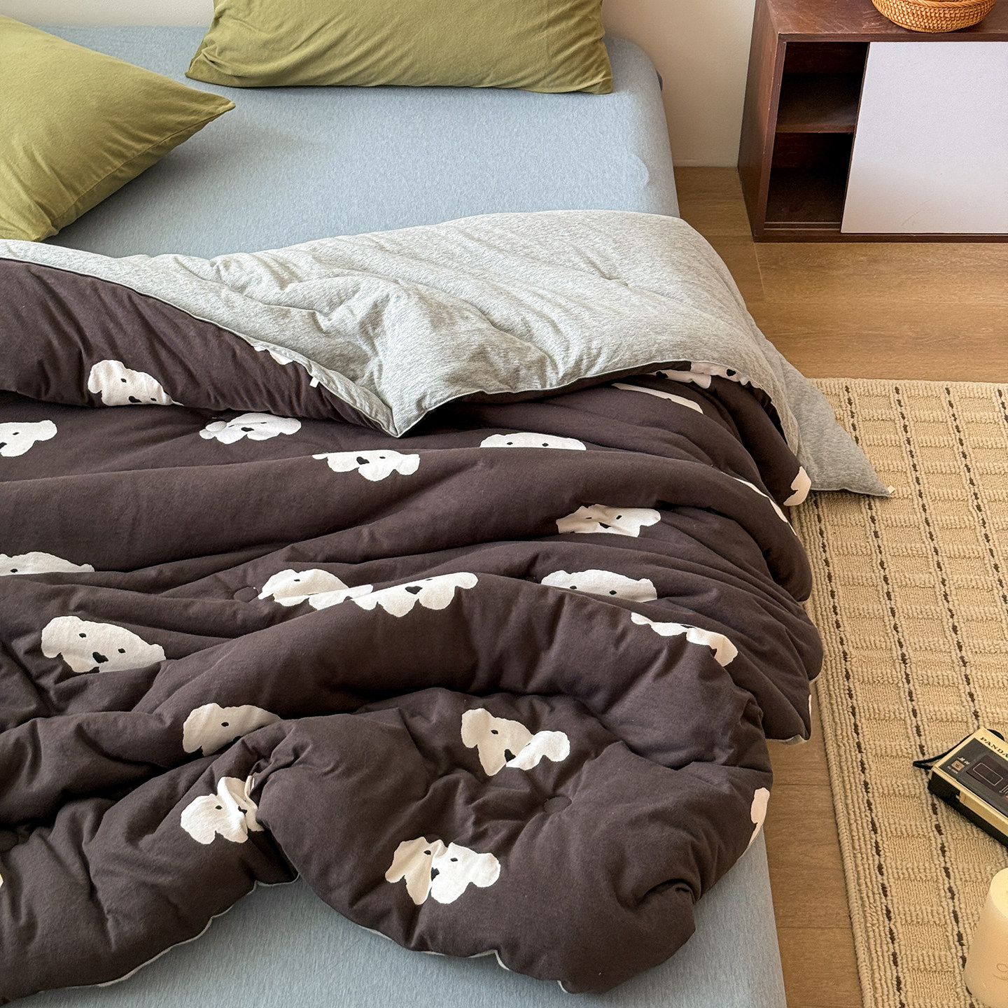 insA类母婴级纯棉针织棉被子柔软裸睡天竺棉一体春秋四季空调被芯