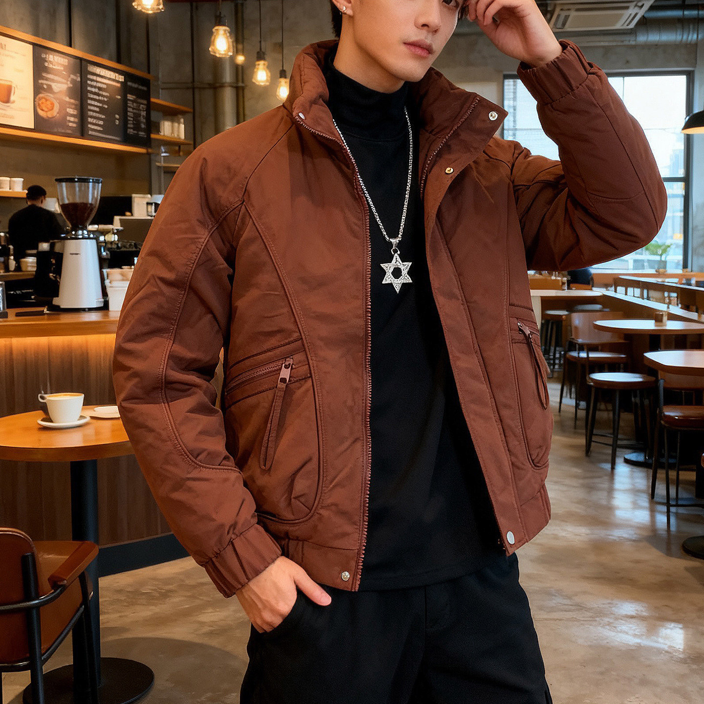 冬季立领男士高蓬加厚棉衣夹克痞帅休闲高级感保暖外套舒适百搭潮