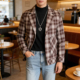 春季 外套青年修身 新款 2026男士 韩版 潮流西装 时尚 痞帅格子西服上衣