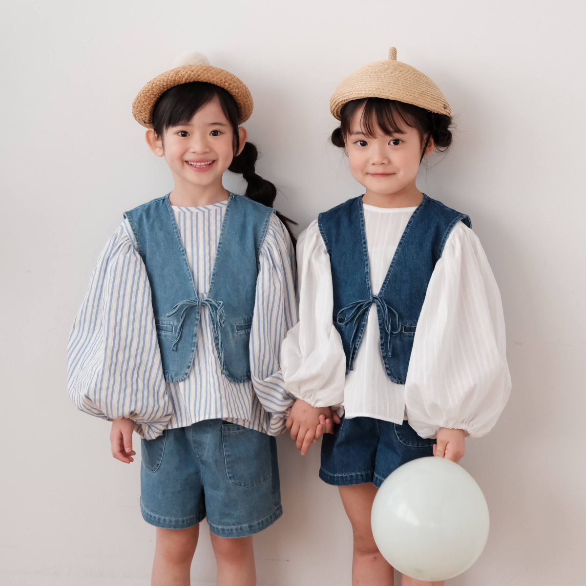 26春夏 新款复古百搭休闲无袖叠穿牛仔马甲套装 mes kids