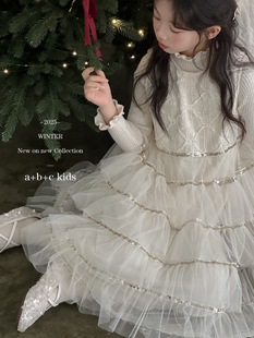 女童公主风毛衣套装 秋冬儿童洋气时髦背心裙中大童两件套 2025新款