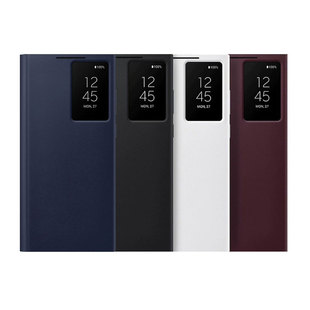 适用于三星S22Ultra手机壳智能S22+皮革智能翻盖保护套galaxyS23全包防摔皮套S24ultra休眠唤醒外壳官网同款