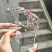 原创定制适用苹果16promax网红15适用14手机壳13保护套12mini高级感水钻软壳带钻16e手机套奢华新款 外壳17air