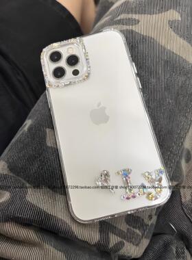 2025年iphone16promax手机壳带钻名媛适用定制英文苹果15黑色宝石保护套13mini简约14plus防摔12高级感女16e