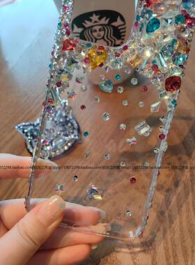 适用于iPhone16promax手机壳彩色贴钻13mini定制15高级感112女士苹果14plus保护套亮晶晶16e好看个性边框侧面