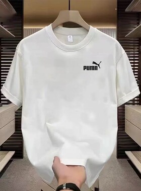 品牌纯棉短袖男士圆领T恤2025夏季新款百搭休闲运动宽松大码半袖