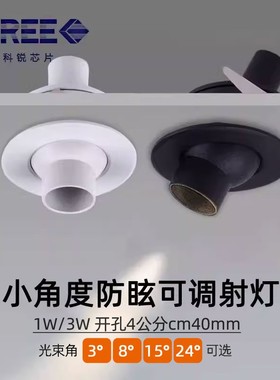 小角度聚光小射灯led嵌入式1W3W开孔4公分40mm光束角3°8°15度