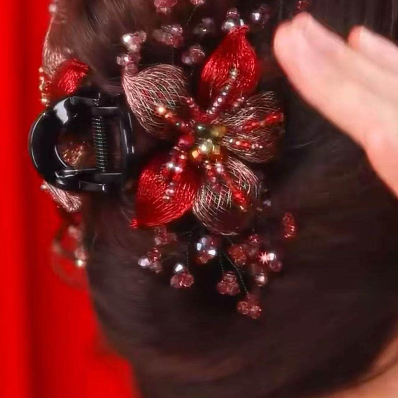 爆款复古抓夹女金属丝手工编织双面气质红花朵鲨鱼夹优雅发夹头饰,饰品/流行首饰/时尚饰品新,民族风发饰,淘宝优惠券,粉丝福利购,淘宝优惠卷