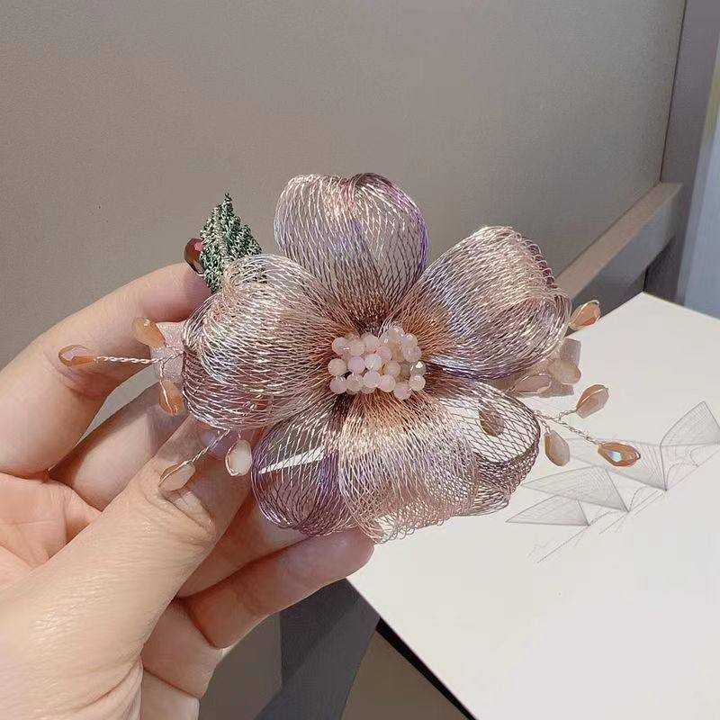 古风温婉双色渐变浪漫花朵发夹气质手工优雅弹簧夹顶夹发饰头饰女,饰品/流行首饰/时尚饰品新,发饰,淘宝优惠券,粉丝福利购,淘宝优惠卷