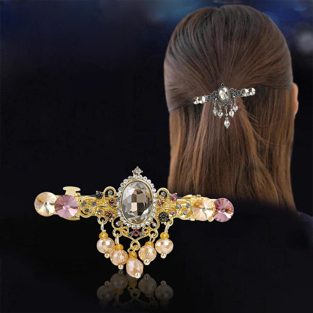 高级感水晶流苏弹簧夹复古宫廷风水钻发夹女后脑勺侧边夹头饰,饰品/流行首饰/时尚饰品新,民族风发饰,淘宝优惠券,粉丝福利购,淘宝优惠卷