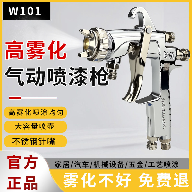 进口w101高雾化气动喷漆枪汽车喷枪钣金家具补漆工具油漆喷壶涂料