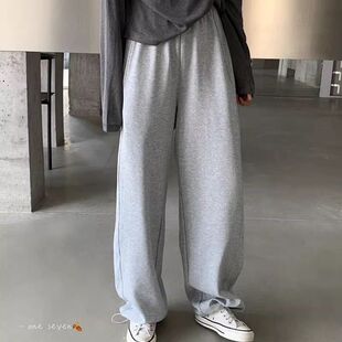 十三行one seven秋冬新款 韩版高腰垂感宽松休闲阔腿裤直筒裤卫裤