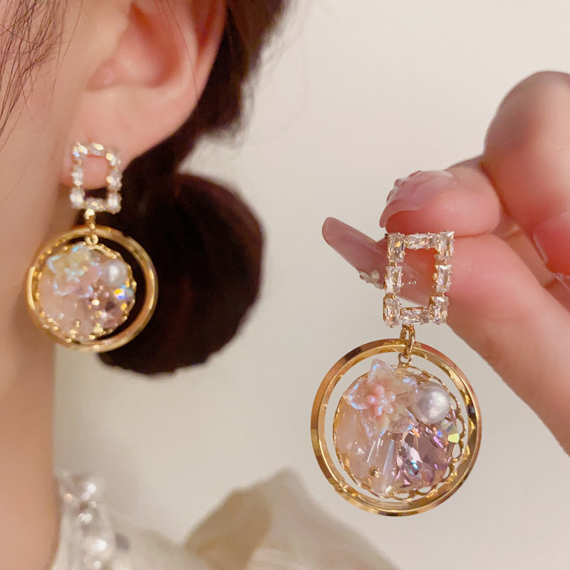 亚马逊跨境时尚夸张镶钻花瓣圆环耳坠气质轻奢百搭设计感大气耳环,饰品/流行首饰/时尚饰品新,耳环,淘宝优惠券,粉丝福利购,淘宝优惠卷