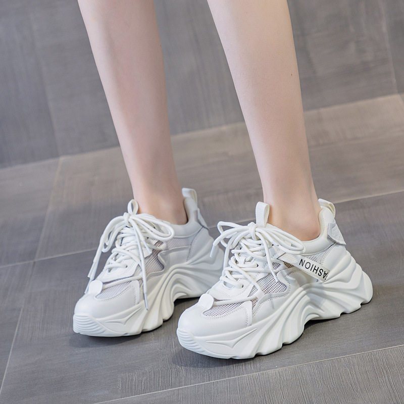 2026新款女鞋欧洲站春夏增高网面透气运动鞋子厚底老爹鞋女小个子