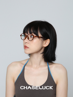 张元 书呆子眼镜小脸f防蓝光平光镜复古椭圆形玳瑁猫眼镜框 英同款