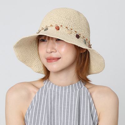 民族风贝壳草编渔夫帽女海边度假