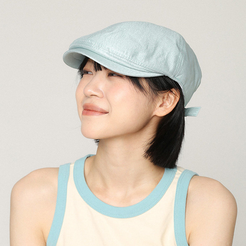 CHASELUCK显脸小珠光蓝贝雷帽女图片