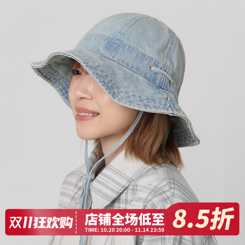 日系新款复古牛仔渔夫帽女春夏季