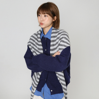 灰色条纹围巾大披肩两用高级感