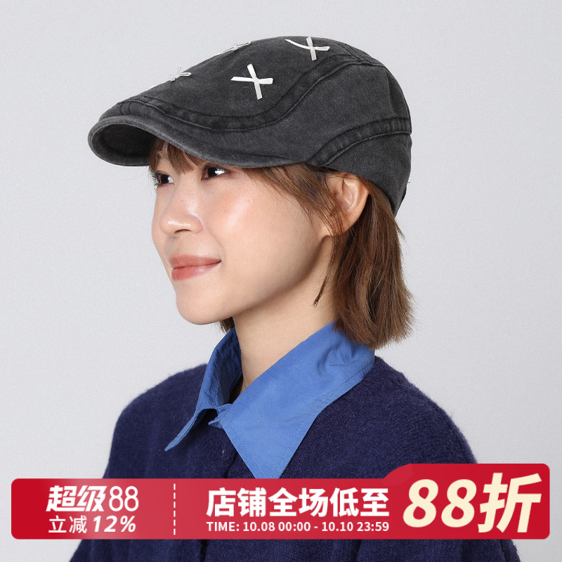 复古蝴蝶结灰色鸭舌前进帽时尚