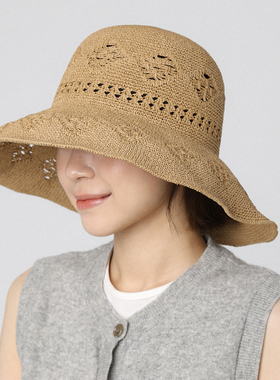 CL3269 镂空花纹度假大帽檐渔夫帽