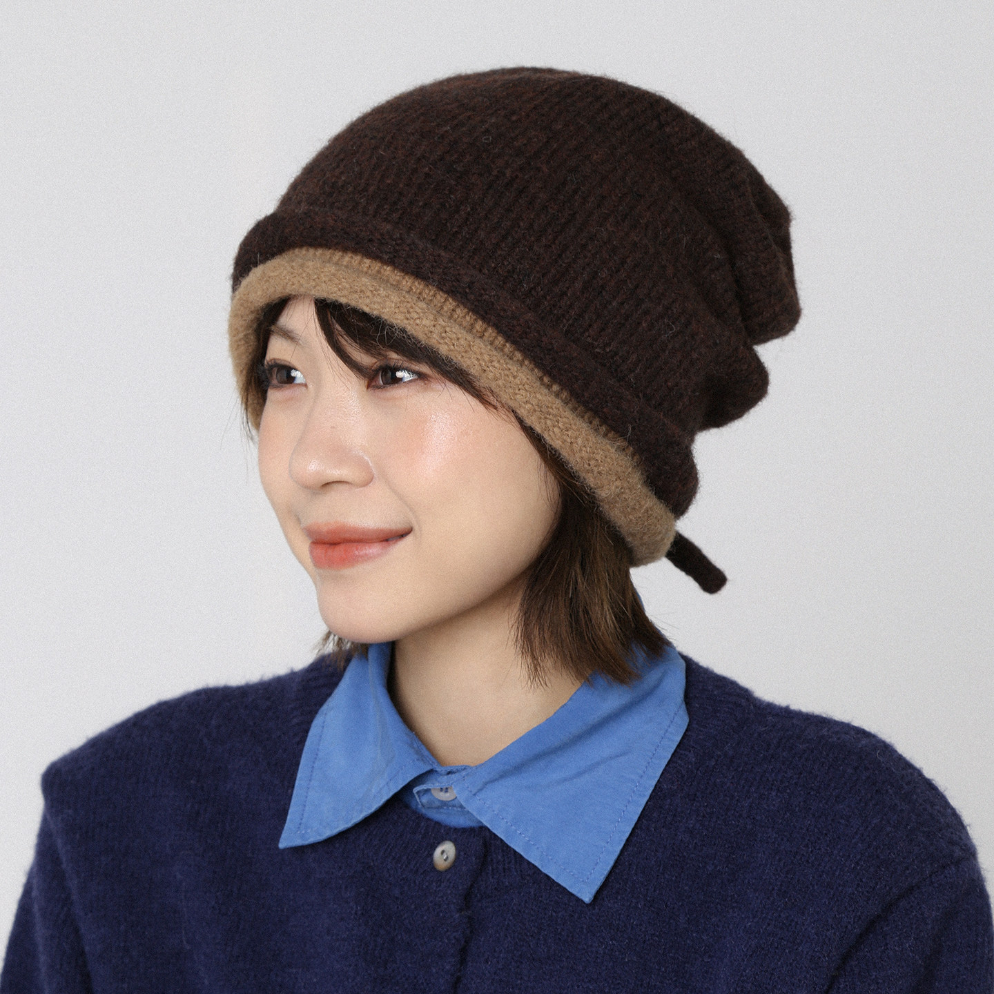 假两件卷边拼色针织帽冷帽女冬季大头围护耳堆堆帽保暖套头毛线帽,服饰配件/皮带/帽子/围巾,帽子,淘宝优惠券,粉丝福利购,淘宝优惠卷